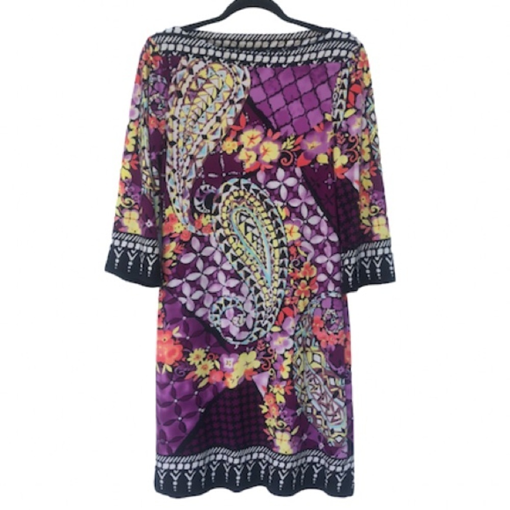 ECI floral geometric shift dress M 8